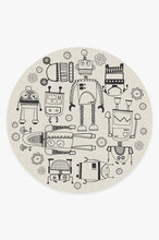 Load image into Gallery viewer, Robot Party Black & White Rug