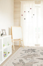 Load image into Gallery viewer, Dinosaur Parade Warm Grey Rug
