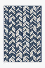 Load image into Gallery viewer, Outdoor Painted Chevron Navy Rug

