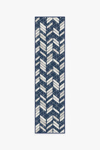 Load image into Gallery viewer, Outdoor Painted Chevron Navy Rug
