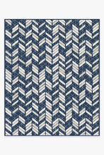 Load image into Gallery viewer, Outdoor Painted Chevron Navy Rug
