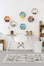 Load image into Gallery viewer, Robot Party Black &amp; White Rug
