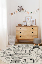 Load image into Gallery viewer, Robot Party Black &amp; White Rug
