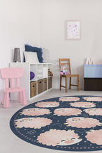 Load image into Gallery viewer, Sleepy Sheep Navy Pink Rug
